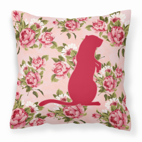 Meerkat Shabby Chic Pink Roses  Fabric Decorative Pillow
