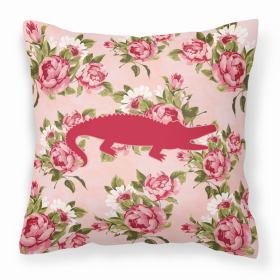 Alligator Shabby Chic Pink Roses  Fabric Decorative Pillow