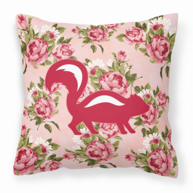 Skunk Shabby Chic Pink Roses  Fabric Decorative Pillow