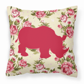 Rhinoceros Shabby Chic Yellow Roses   Fabric Decorative Pillow