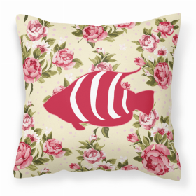 Fish Shabby Chic Yellow Roses  Fabric Decorative Pillow