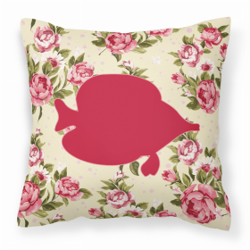 Fish - Tang Fish Shabby Chic Yellow Roses  Fabric Decorative Pillow