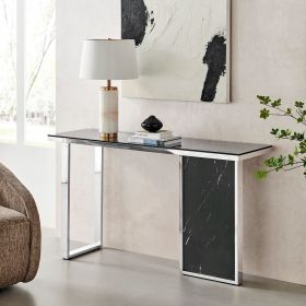 Monolith Chic Marble Console Table (Color: black)