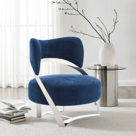 Aura Modern Accent Chair (Color: Blue and Chrome)