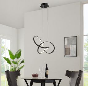 Knotted LED Dimmable Chandelier (Color: black)