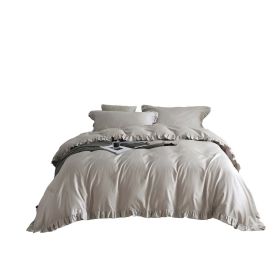 Twin Size 4 piece Duvet Cover Set Ruffled Bedding 100% Cotton (Option: Alexander)