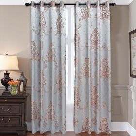 Curtains Damask Jacquard Grommet Semi-Blackout, Tall 60x100 (Option: Bordeaux)