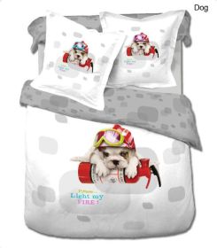Twin Size Duvet Cover Sheets Set (Option: Dog)
