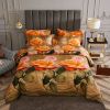 Queen Size Duvet Cover Set 6 Piece Luxury Floral Bedding
