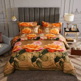 Queen Size Duvet Cover Set 6 Piece Luxury Floral Bedding (Option: Dolce Mela Eden)