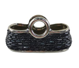 Decorative Ceramic & Glass Purse Flower Vase (Option: 10 1/4" x 4 1/4" x 5"(H))