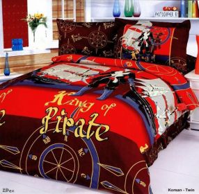 Twin Size Duvet Cover Sheets Set (Option: Korsan)