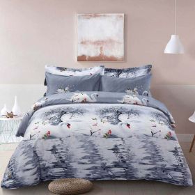 Duvet Cover Set Pictorial Bedding, Dolce Mela - Mute Swan (Option: King Size)