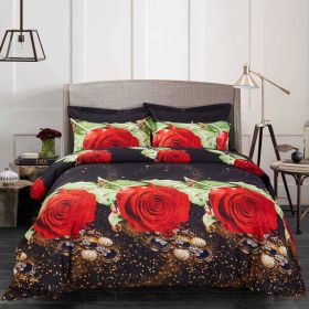 Duvet Cover Set Floral Bedding, Dolce Mela - Night Roses (Option: King Size)