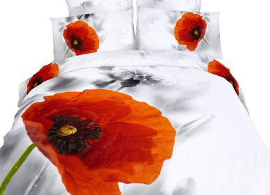 Twin Size Duvet Cover Sheets Set (Option: Poppies)