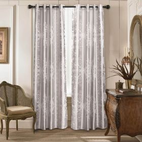 Curtains Damask Jacquard, Grommet, Semi-Blackout, Tall 60x100 inches (Option: Santa Luzia)