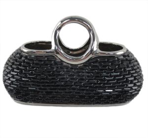 Purse Decorative Ceramic & Glass Flower Vase (Option: 12.5" x 5.5" x 7.5"(H))