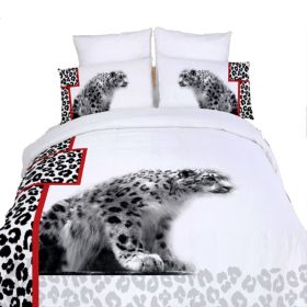 Twin Size Duvet Cover Sheets Set (Option: White Cheetahs)